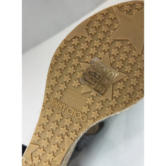 NEW Jimmy Choo Pecane Gray Silver Snake Print Wedge EU 37.5 - Picture 9 of 16